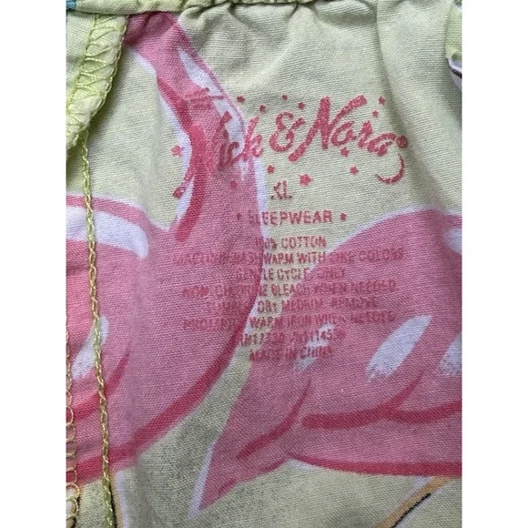 Nick & Nora Flamingo XL Lime Green Pajama Capri Set Beach Dopamine Cotton - Picture 6 of 7